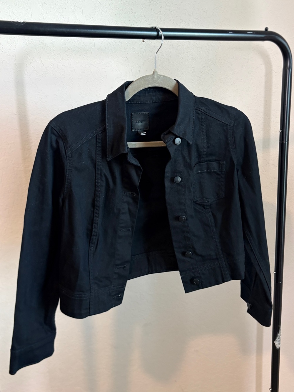 Joe's Jeans Black Cropped Denim Jacket with single chest pocket